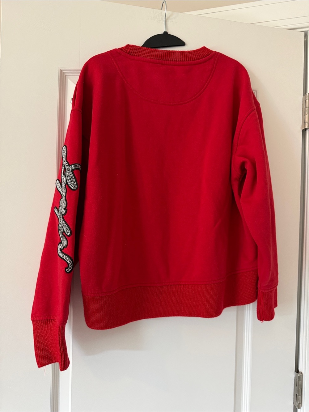 Karl Lagerfeld Red Crewneck Sweatshirt with Crest and Shoulder Buttons - Picture 9 of 11